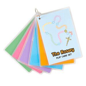 Needzo The Rosary Jumbo Flip Card Set, Bible Study School Learning Supplies